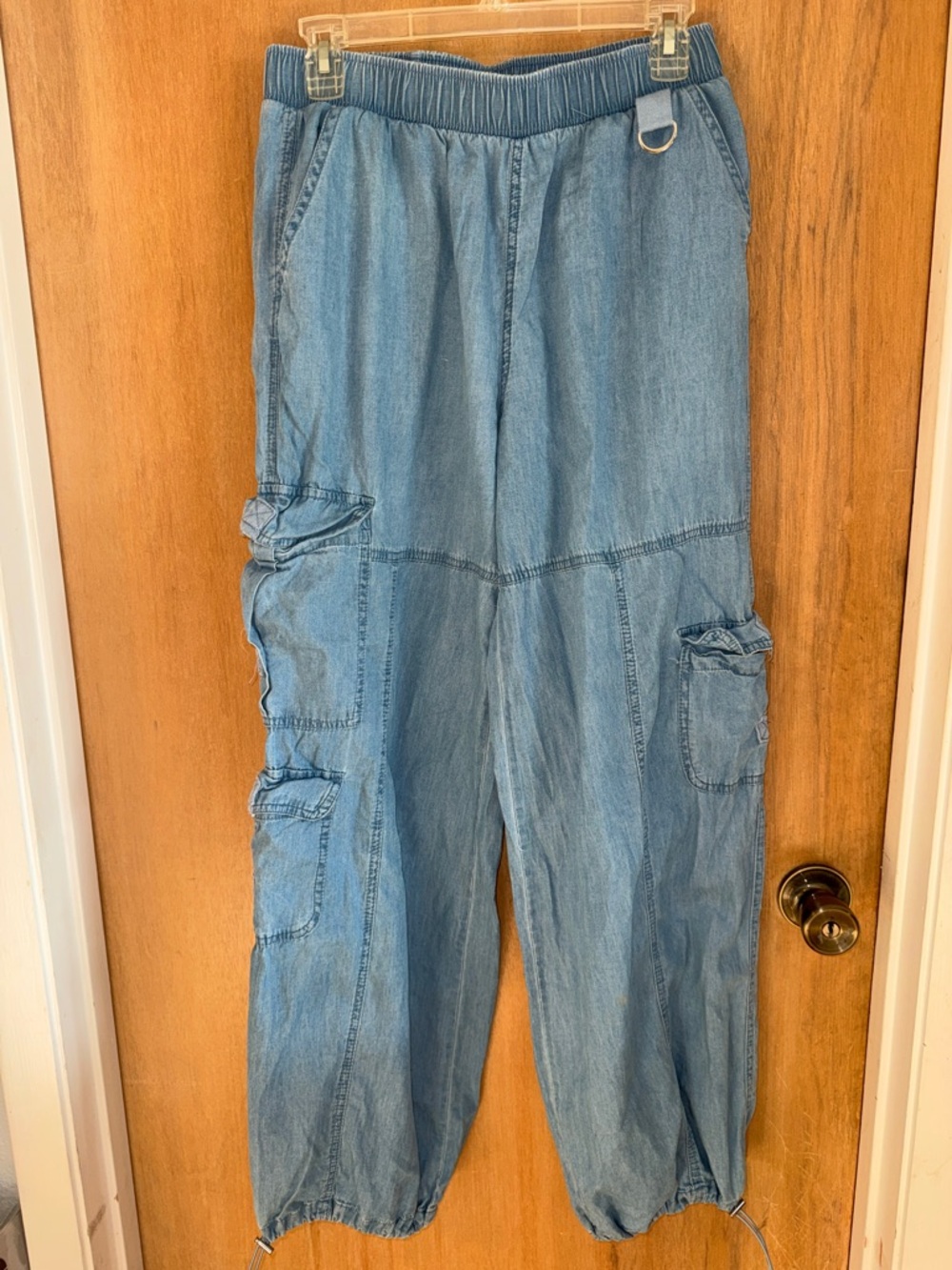 LA Sixty-Six Light Wash Denim Cargo Joggers Jeans Size Medium